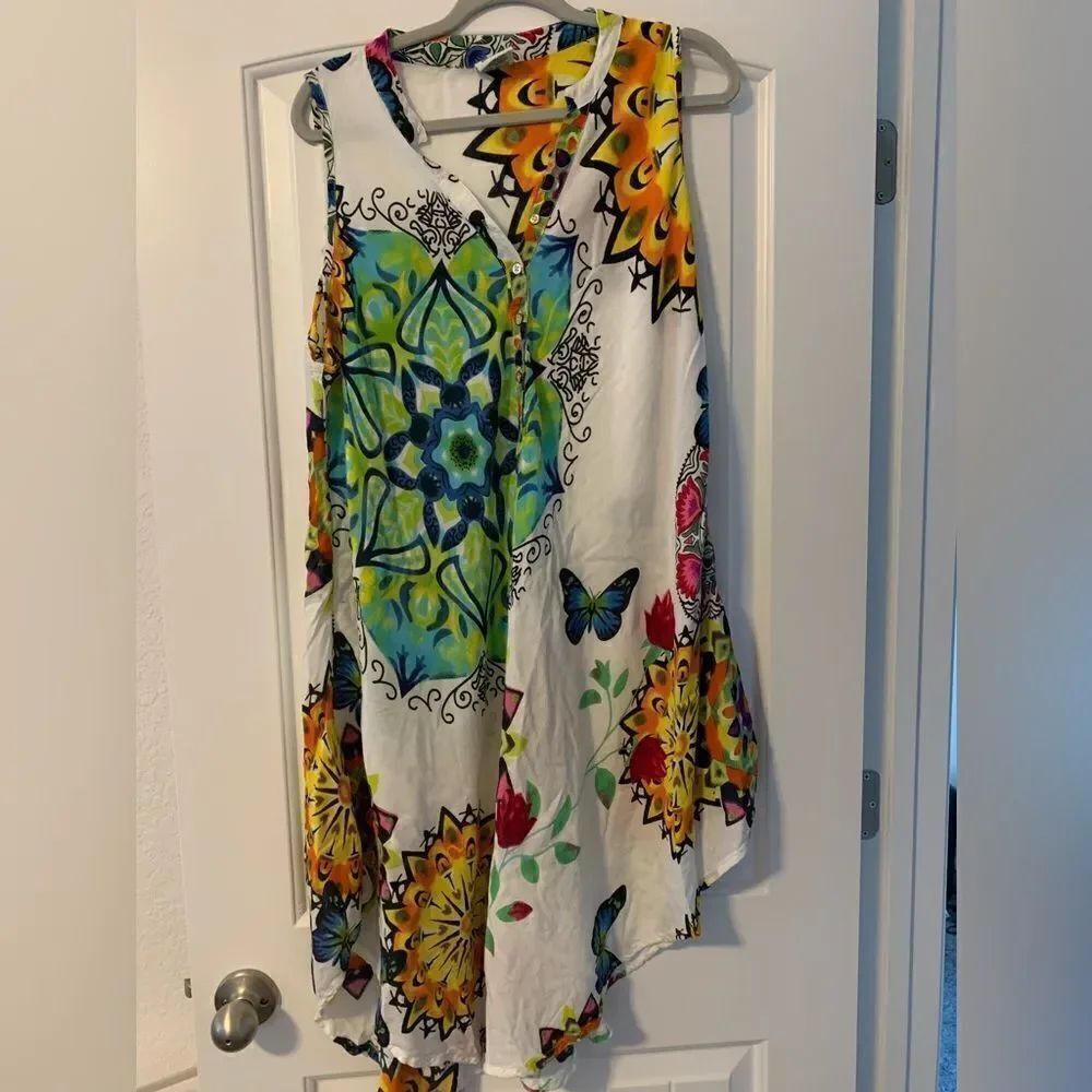 Seven Islands Beach Cover Dress O/S Button Front